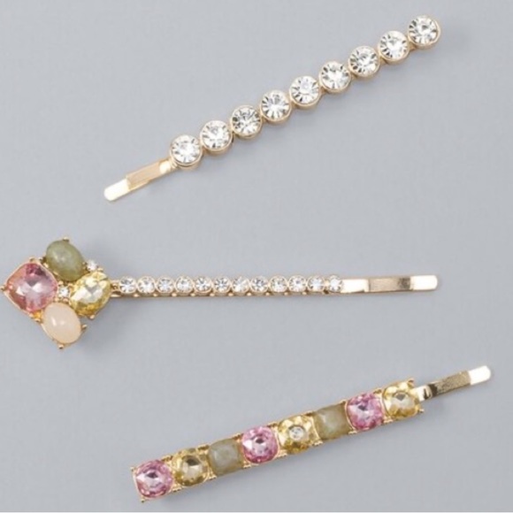White House Black Market Accessories - WHBM STONE BOBBY PINS SET OF 3